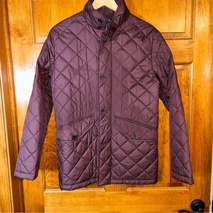 Brooks Brothers 346 Quilted W/Plaid lining Zip/Button Closure Hidden hood Sz Sm